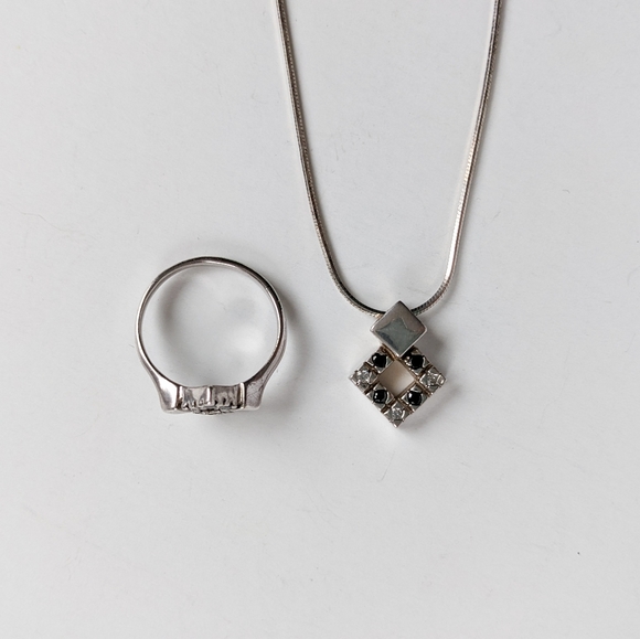 🇵🇱 Sterling Silver And Marcasite Pendant And Ring Set Made In Poland - Picture 4 of 10